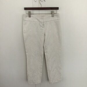 C - Loft White Leaf Patterned Cropped Pants
